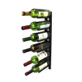 Black metal wall mount 6 bottles wine racks straight single bottle wine pegs with back panel wine shelf